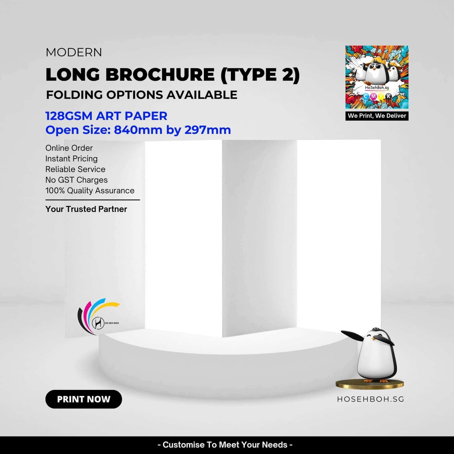 128gsm Long Brochure 4-Fold Printing Singapore - HoSehBoh.sg