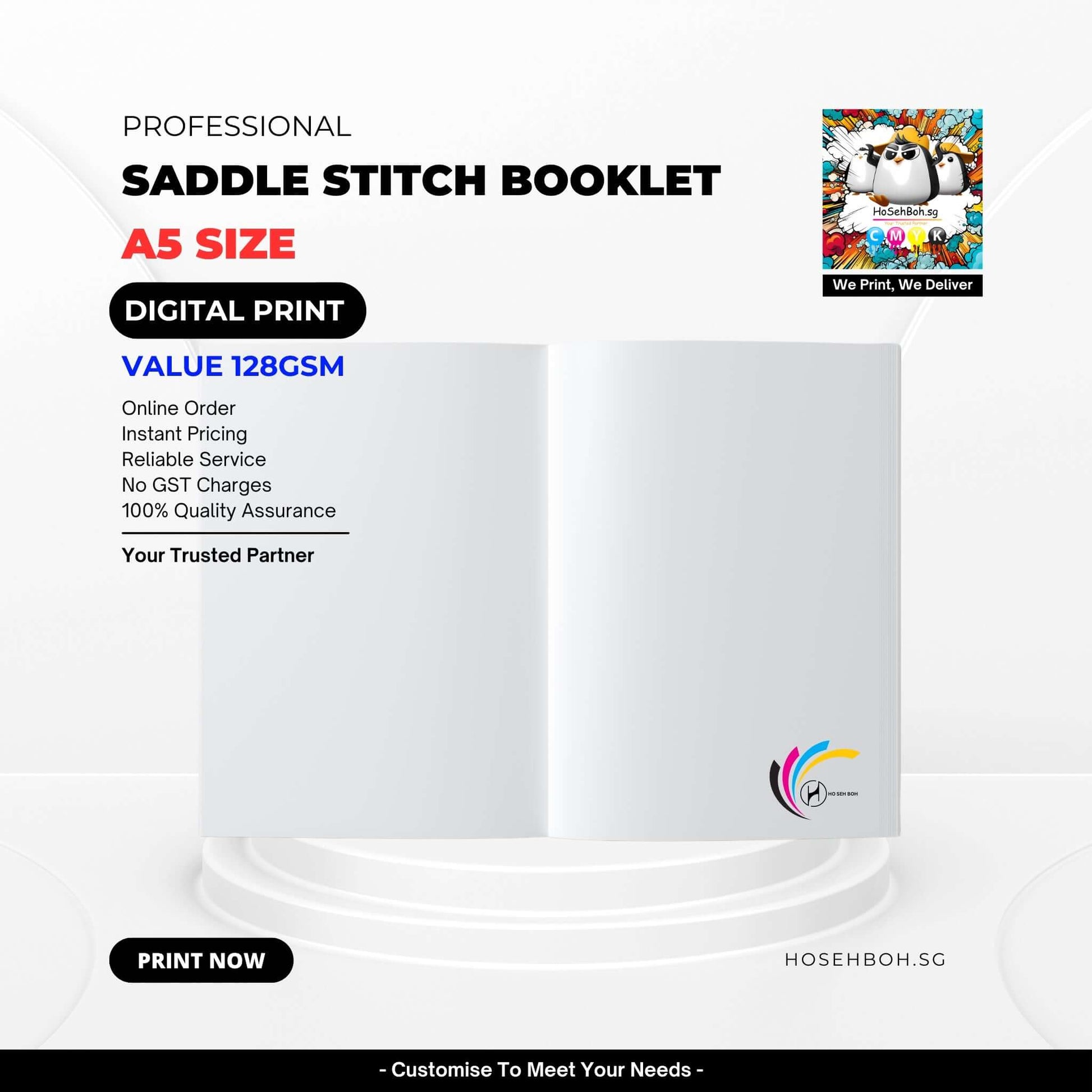 A5 saddle stitch booklet digital print preview; reliable service, instant pricing, quality assurance, Singapore.