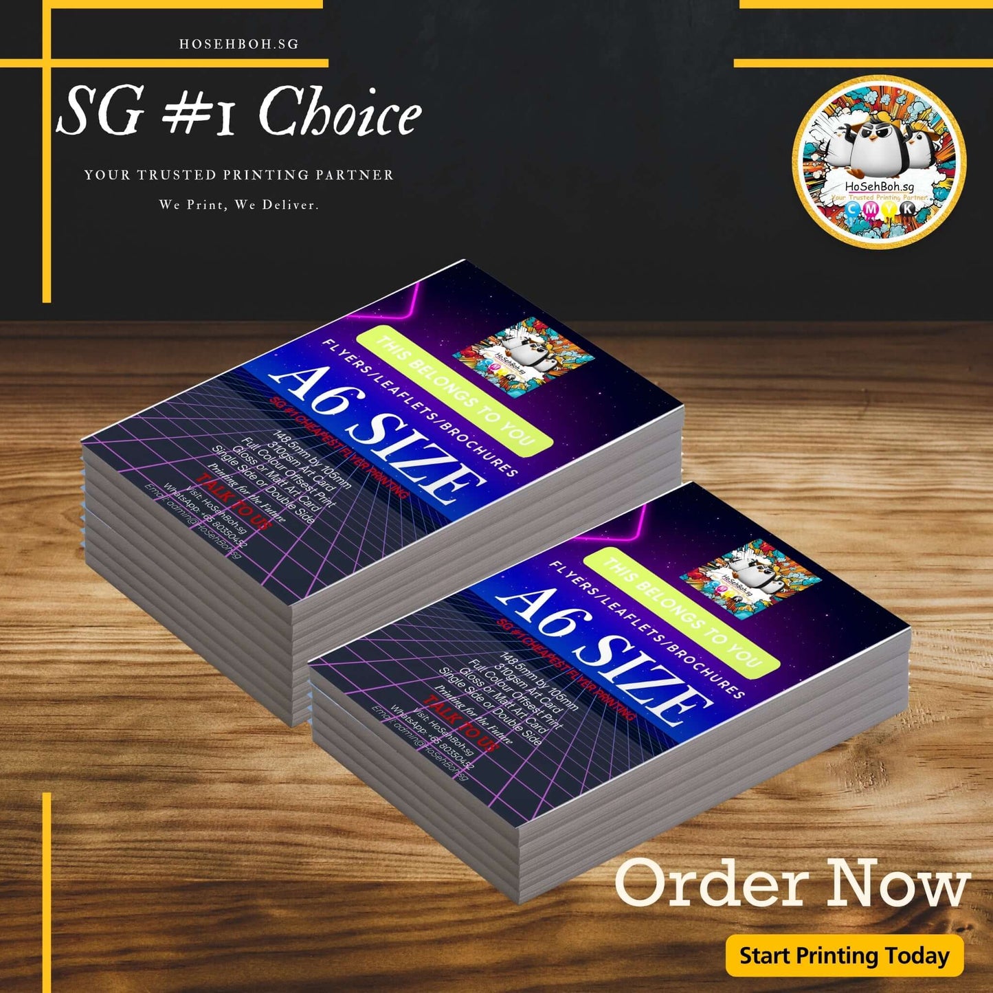 A6 Ultimate Print 310gsm flyers promoting affordable printing services in Singapore. Order now for the best rates!
