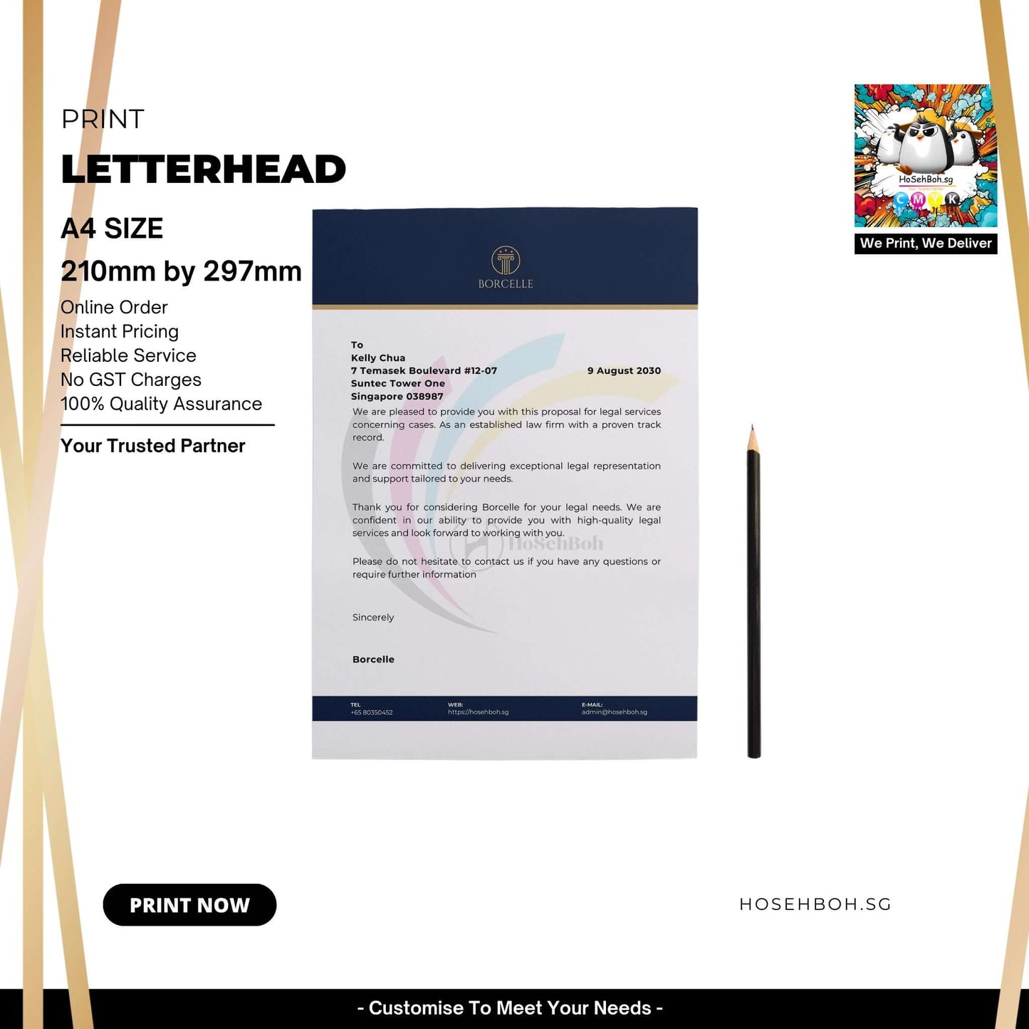 Affordable A4 letterhead printing service in Singapore with quality assurance and reliable service.