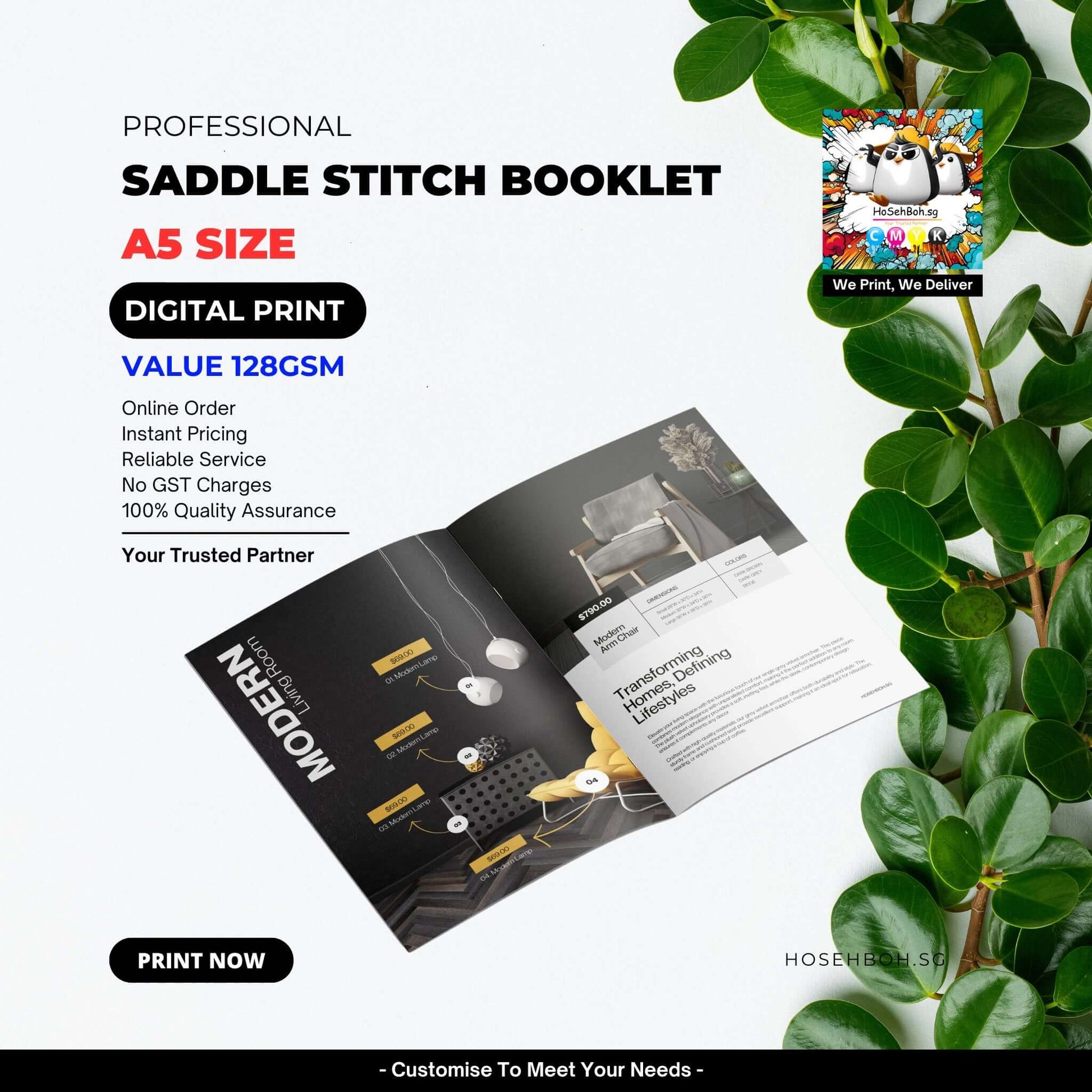 Professional A5 saddle stitch booklet for digital printing in Singapore, showcasing value and quality assurance.