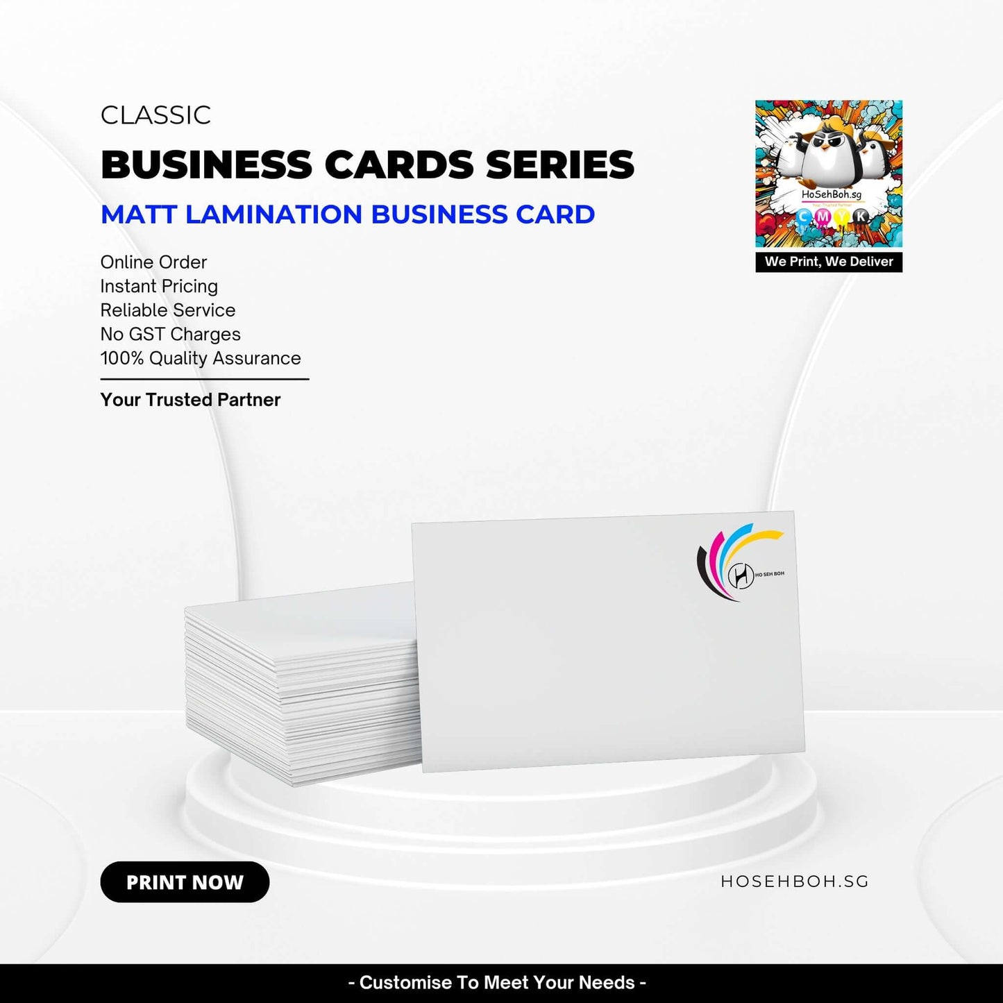 Matt Lamination Business Card with online order details and quality assurance from Hosehboh for Namecard printing.