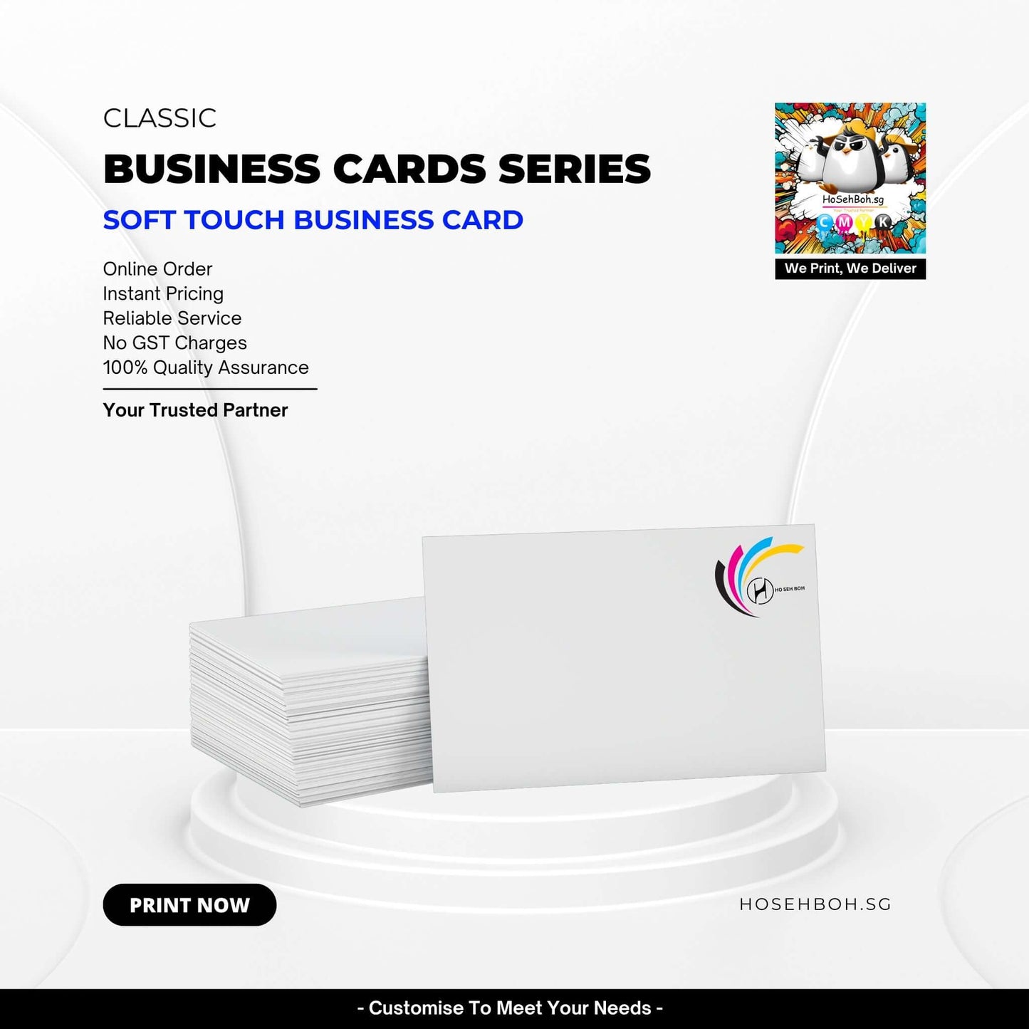 Soft Touch Business Card from Ho Seh Boh Group; affordable, high-quality printing in Singapore for professional networking.