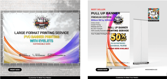 GeBiz Registered printing supplier Singapore offers large format and pull banner printing services with eyelets.