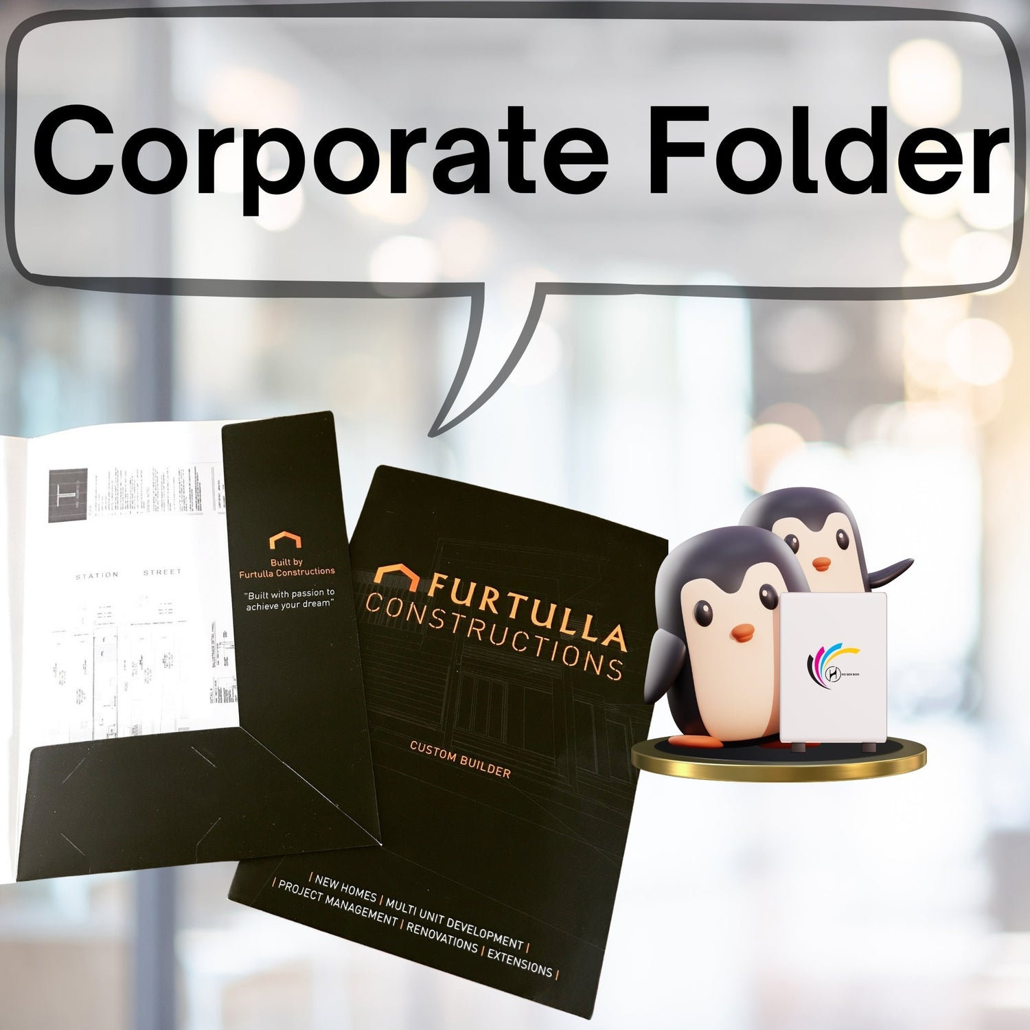 Print corporate folder for your company highlighting its importance for professional organization.