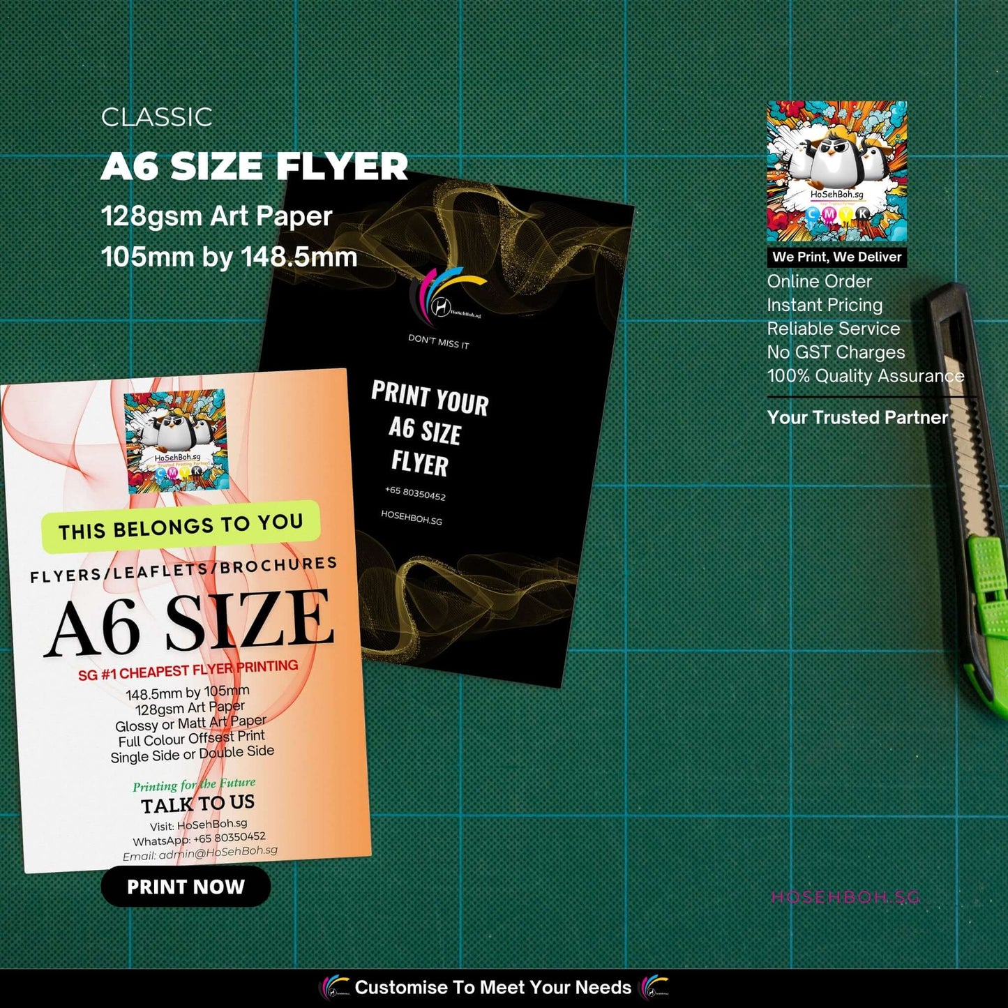 A6 Size Flyer showcasing vibrant design, perfect for marketing in Singapore, printed on 128gsm art paper.