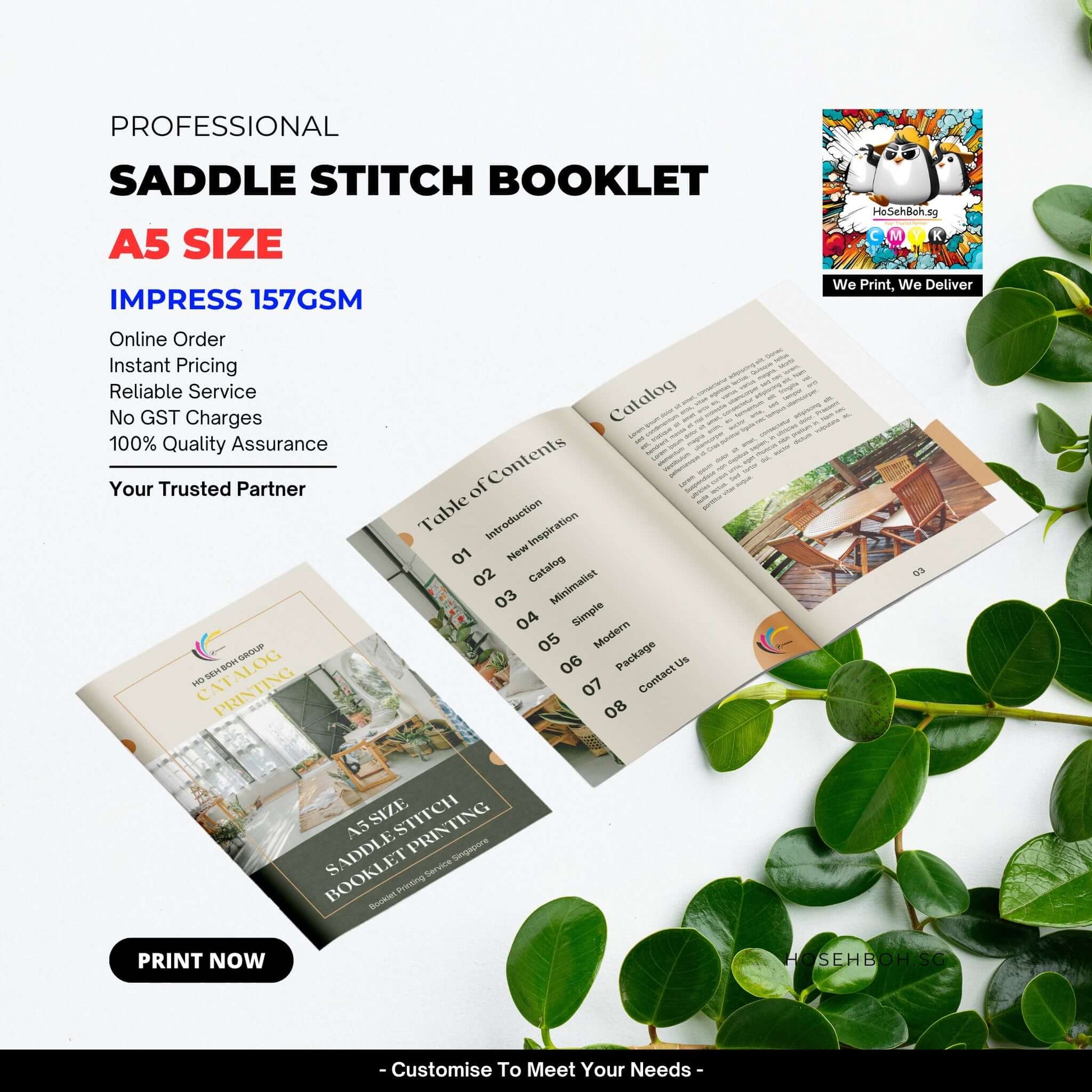 A5 saddle stitch booklet showcasing impressive 157gsm print quality, online ordering, and reliable service in Singapore.