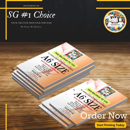 A6 size leaflets showcasing affordable flyer printing for marketing strategies in Singapore.