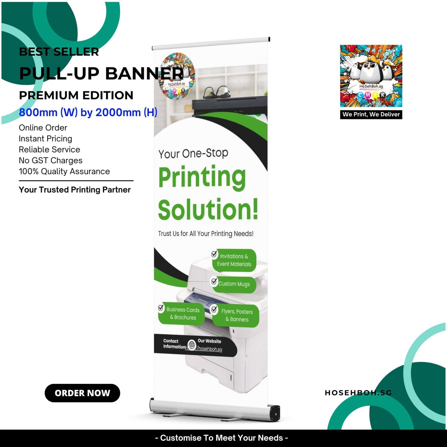 High-quality Pull-Up Banner Premium Edition, best seller for marketing in Singapore. Lightweight and portable solution.