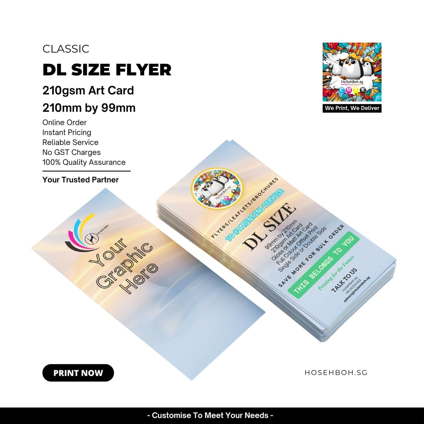 Cheapest DL Flyer Printing Singapore: 210gsm Art Card Flyers for branding, online order, instant pricing, and quality assurance.