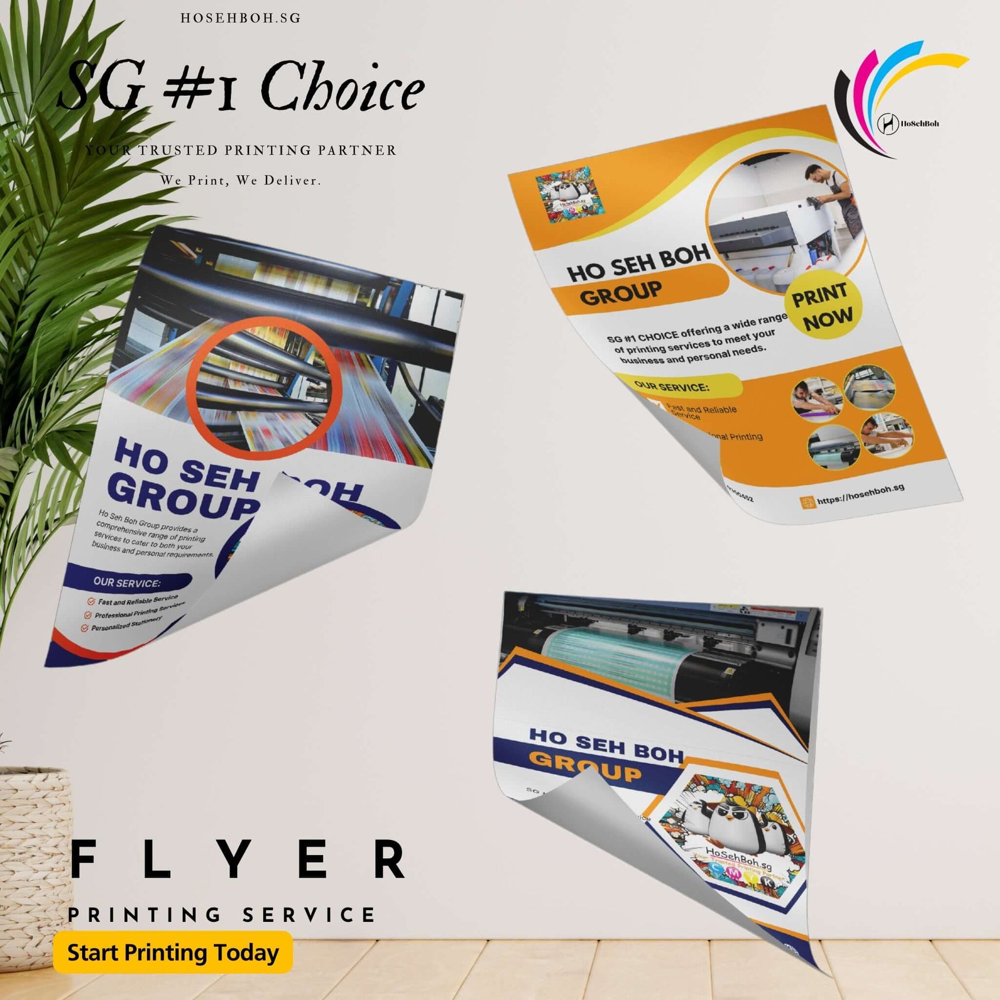 Colorful A4 brochures showcasing printing services, ideal for vibrant marketing in Singapore.