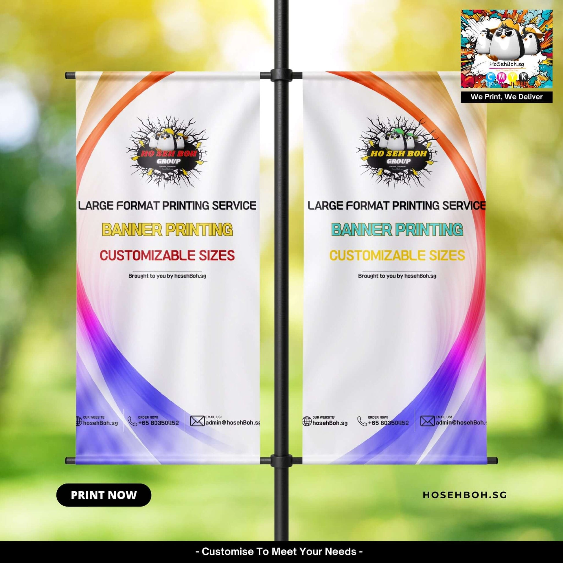 PVC Banner showcasing large format printing service with customizable sizes and vibrant colors for outdoor displays.