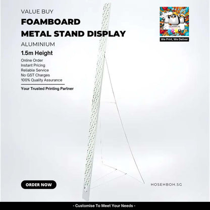 Foamboard Metal Stand for display 1.5m height in Singapore, ideal for events and exhibitions.
