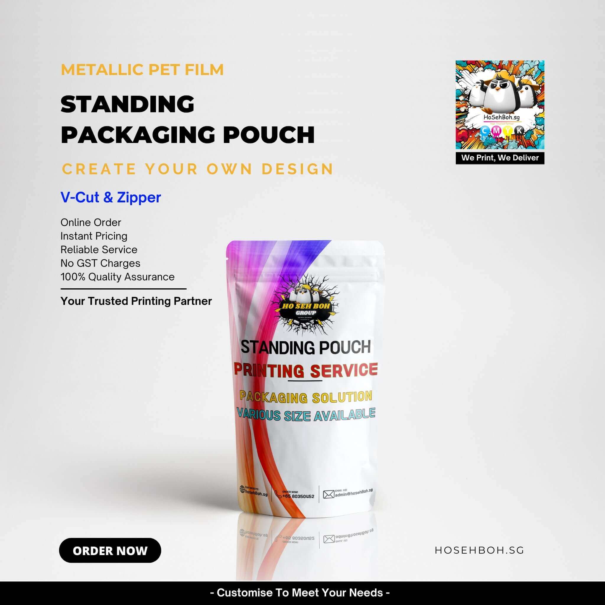 Standing Packaging Pouch | Metallic Pet Film | Ho Seh Boh