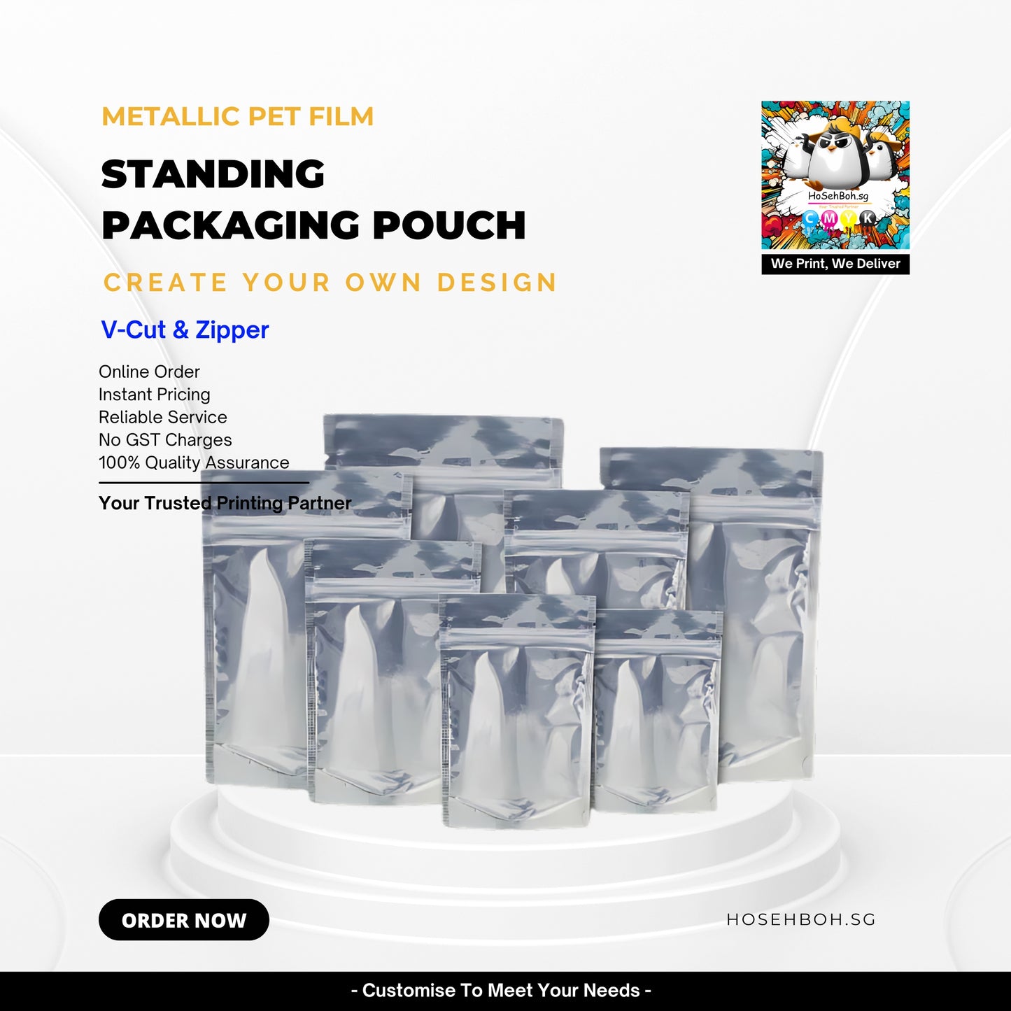 Where to buy Metaliic Standing Packaging Pouch - HoSehBoh.sg