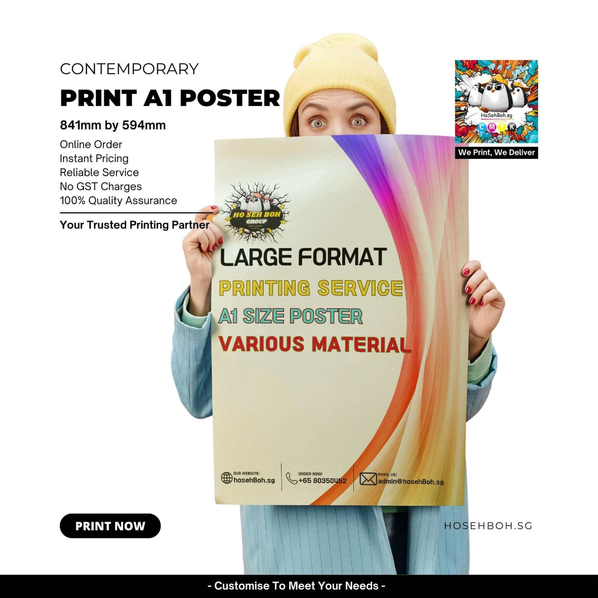 Contemporary Print A1 Poster showcasing large format printing service and vibrant design for publicity.