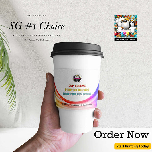 Custom printed cup sleeve showcasing printing service options, order now for personalized designs.