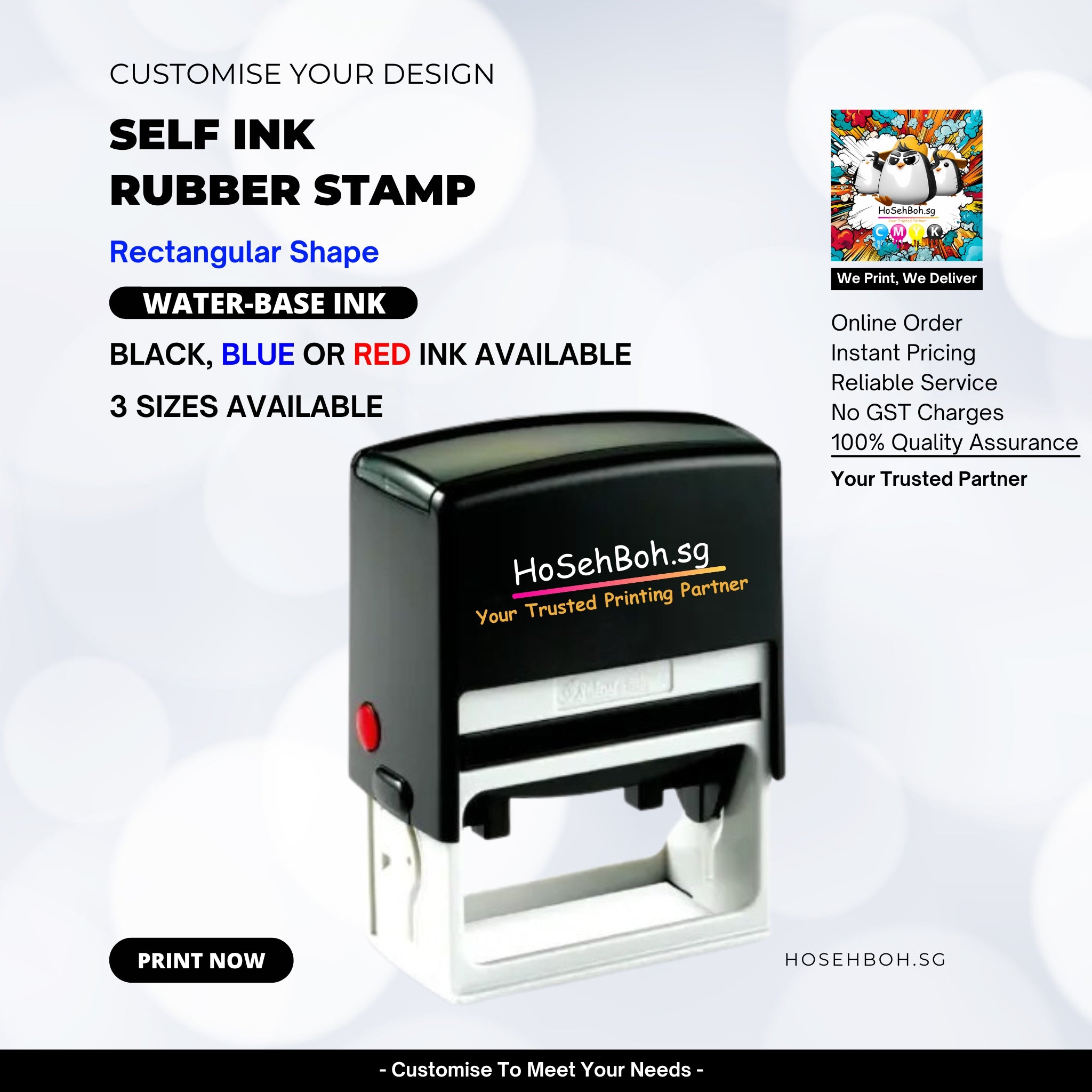 Customise Self Inking Rubber Stamp - HoSehBoh.sf