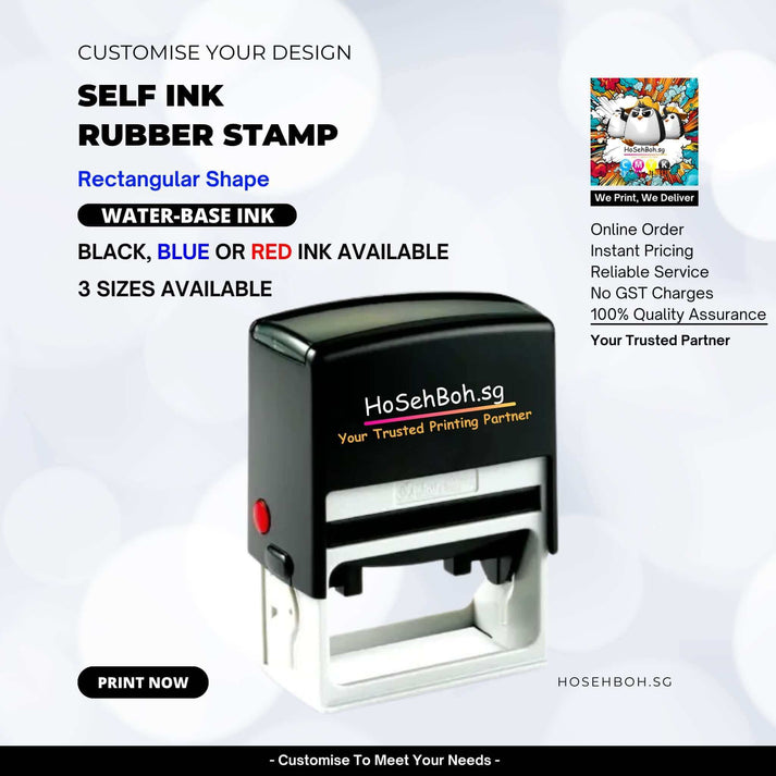 Rubber Stamp - Custom Self Inking Rectangular Chops – Ho Seh Boh