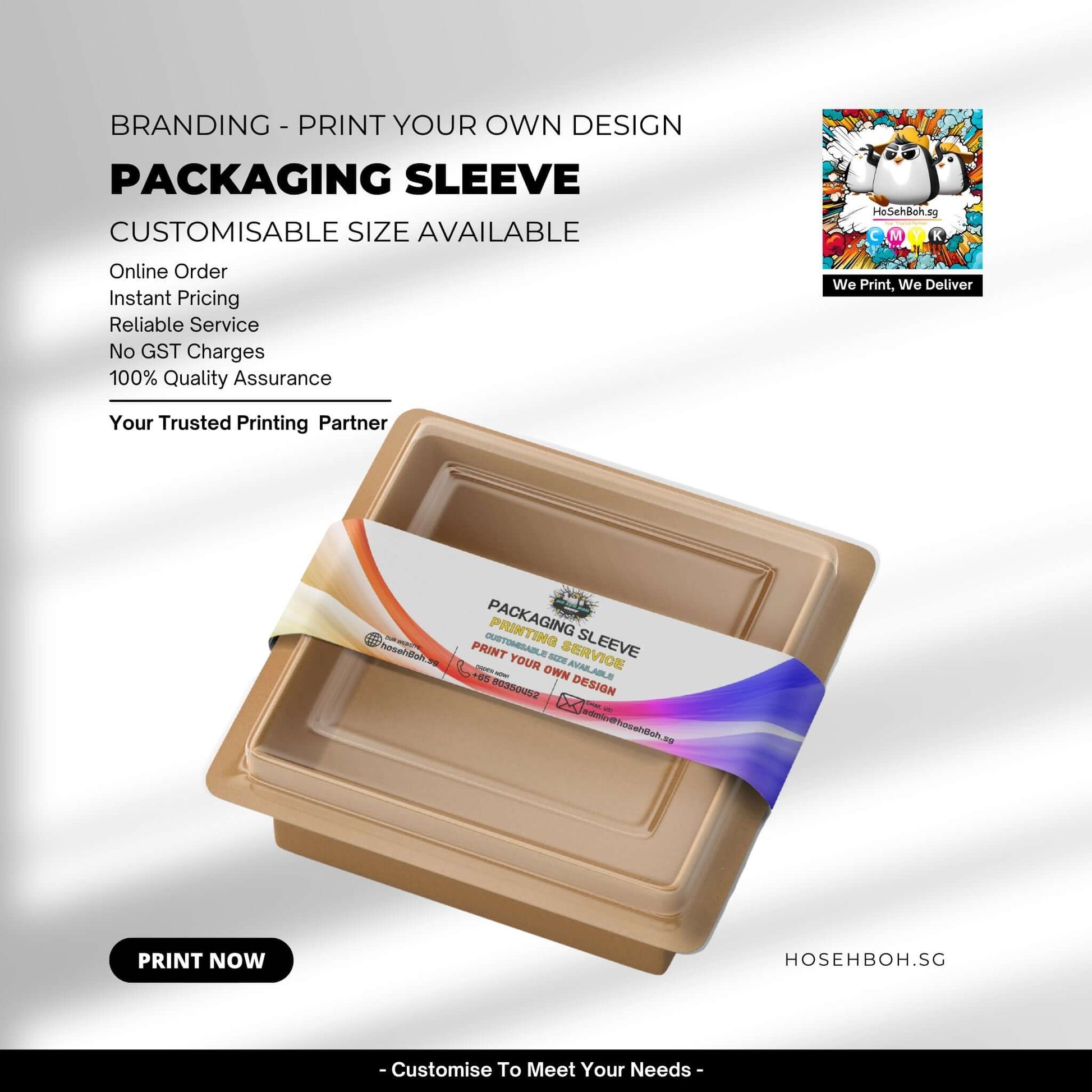Packaging Sleeve Printing - Customisable size available with online order and reliable service.