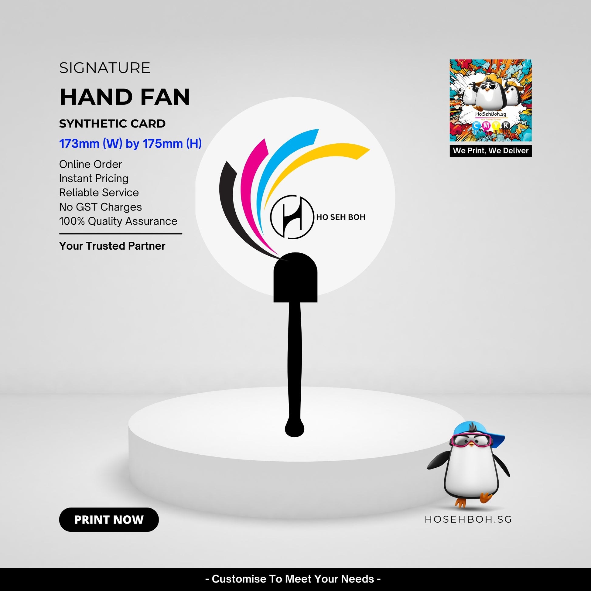 Print Synthetic Hand Fan Singapore