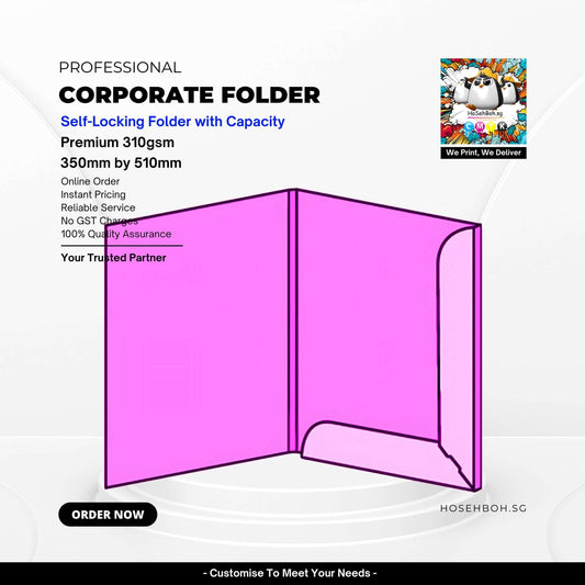 Corporate Folder - Self-locking premium folder with capacity, made from 310gsm material, ideal for business use.