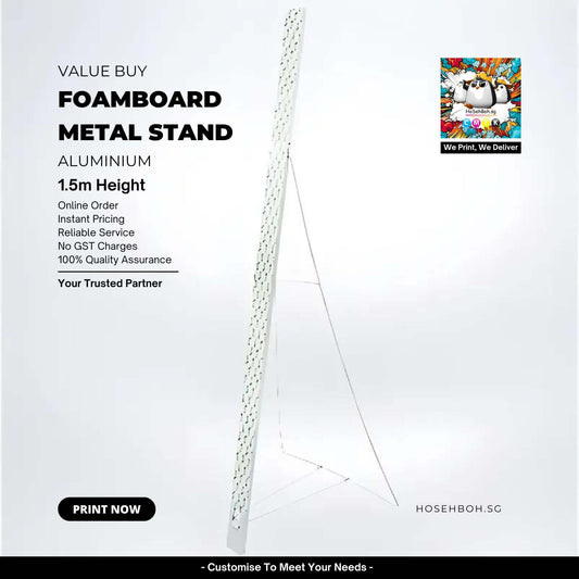 Foamboard Metal Stand, lightweight aluminium display, 1.5m height, perfect for easy relocation and support.
