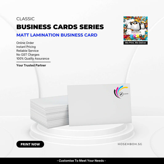 Matt Lamination Business Card with online order details and quality assurance from Hosehboh for Namecard printing.