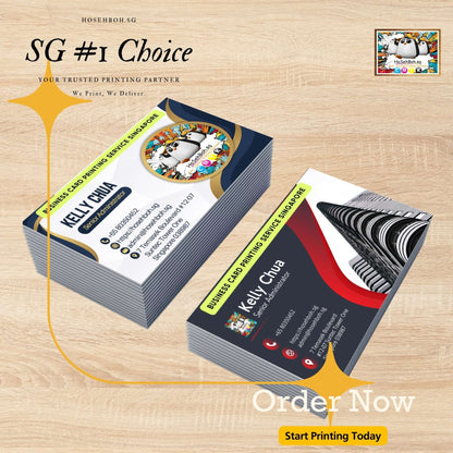 Matt lamination business cards showcasing namecard printing for professional use in Singapore.