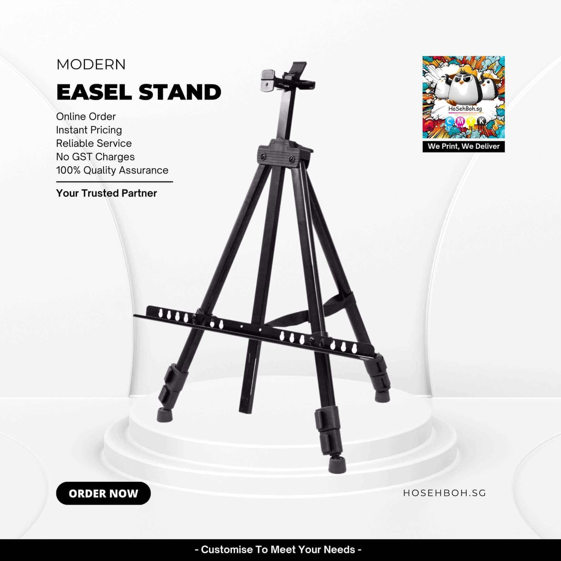 Sleek modern easel stand from Ho Seh Boh Group, perfect for presentations and displays. Available online at competitive prices.