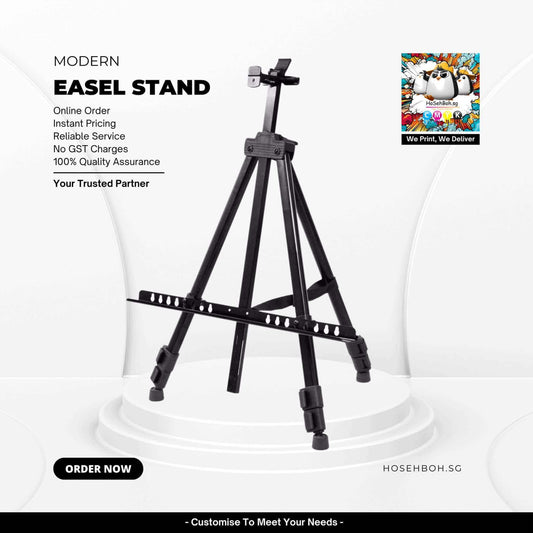 Sleek modern easel stand from Ho Seh Boh Group, perfect for presentations and displays. Available online at competitive prices.