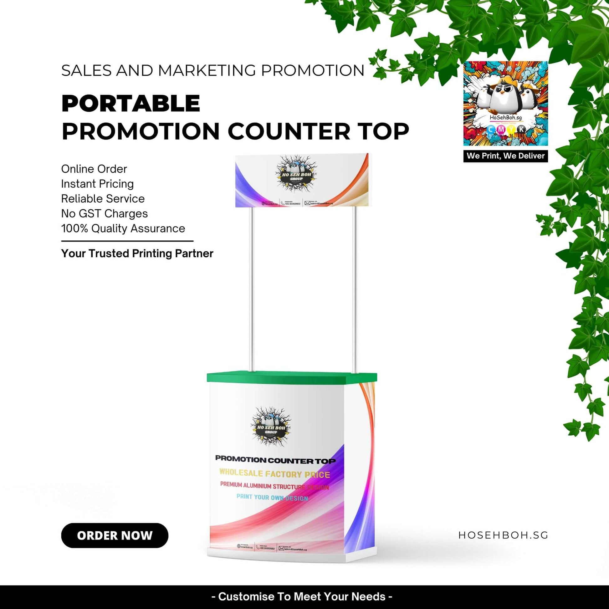 Portable Promotion Counter Top display for sales and marketing promotions, featuring instant pricing and quality assurance.